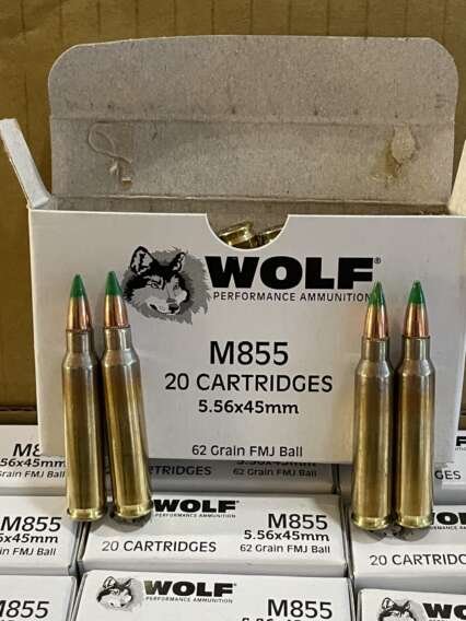 Wolf Gold 5.56mm M855 NATO Ammo 62 Grain Full Metal Jacket – WM855 500 Rounds