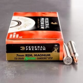 Federal Vital-Shok 7mm Remington Magnum 150gr. Sierra GameKing BTSP Ammo – 200rds [P7RD]