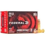 Federal American Eagle 22LR 38gr CPHP Ammunition - 400RDS, 22LR, Copper Plated Hollow Point, 38 grains